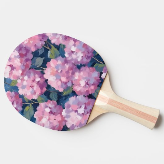 Blush Pink Hydrangeas Floral 卓球ラケット (横)