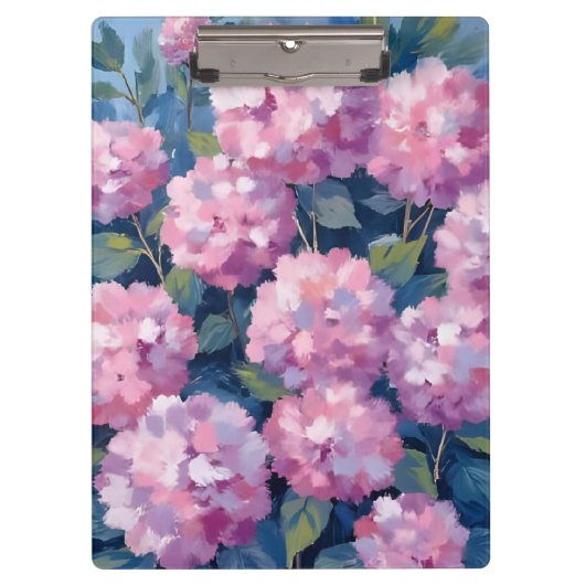 Blush Pink Hydrangeas Floral Watercolor クリップボード (正面)