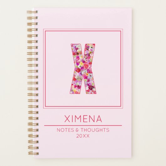 Blush Pink Initial Name Letter X プランナー手帳 (正面)