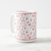 Blush Pink Ink Outlined Floral コーヒーマグカップ (正面左)