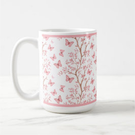 Blush Pink Ink Outlined Floral コーヒーマグカップ