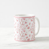 Blush Pink Ink Outlined Floral Mug コーヒーマグカップ (正面右)
