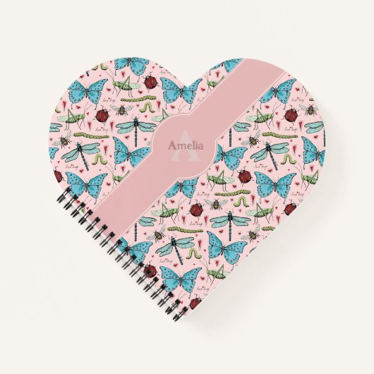 Blush Pink Insect Heart Notebookの特長 ノートブック (正面)