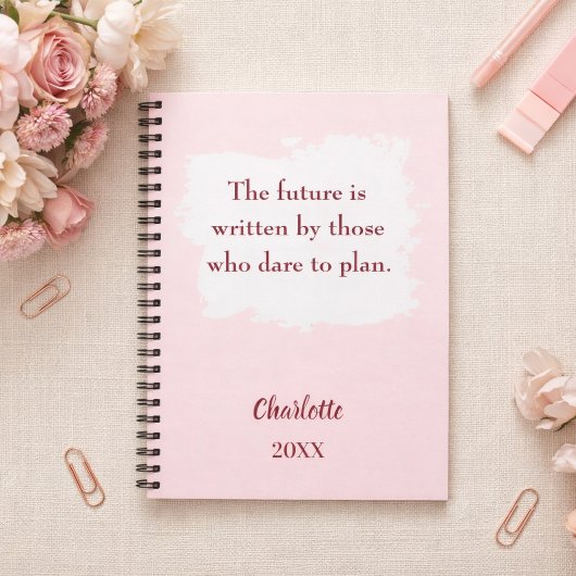 Blush pink inspirational quote goals ノートブック