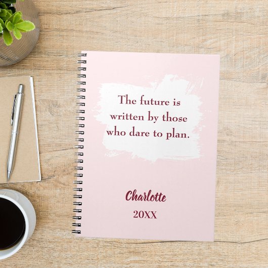 Blush pink inspirational quote goals ノートブック