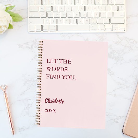Blush pink inspirational quote writing ノートブック