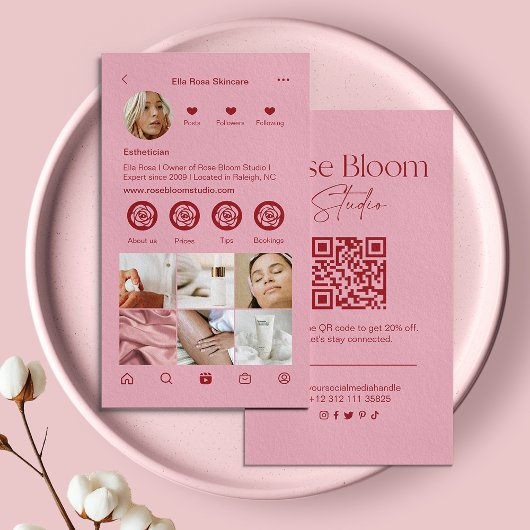Blush Pink Instagram Business Card 名刺