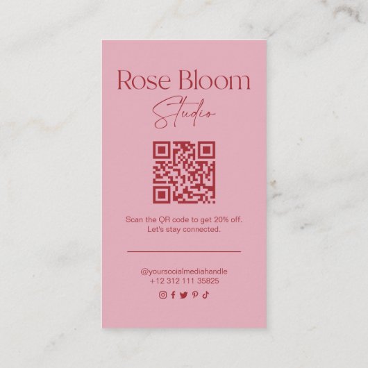 Blush Pink Instagram Business Card 名刺 (裏面)