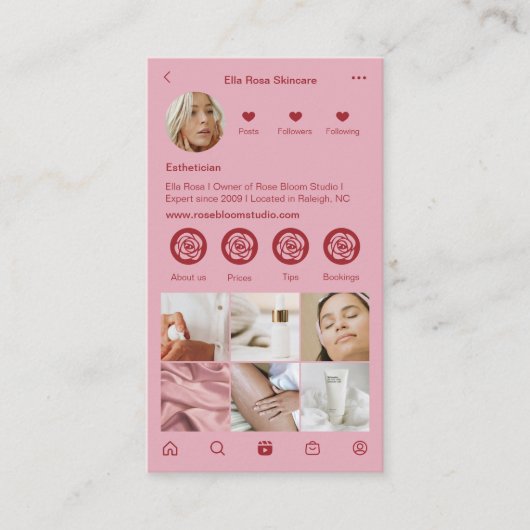 Blush Pink Instagram Business Card 名刺 (正面)