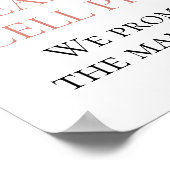 Blush Pink Ivory Floral Unplugged Wedding Ceremony ポスター (角)