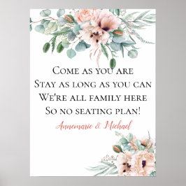 Blush Pink & Ivory No Seating Plan Wedding Sign ポスター