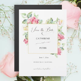 Blush Pink/Ivory Watercolor Roses Save the Date