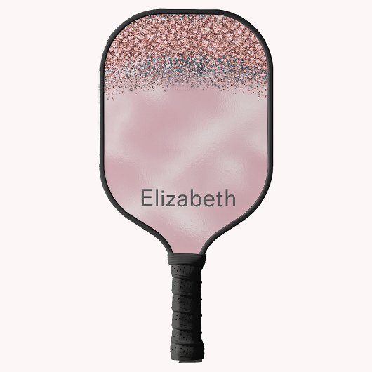 Blush Pink Jeweled Personalized ピックルボールラケット
