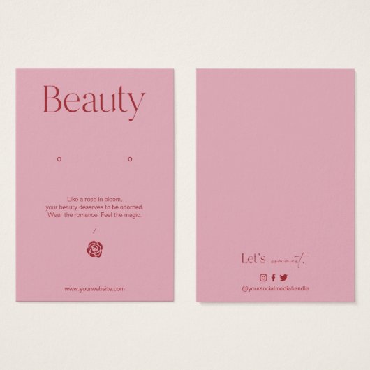 Blush Pink Jewelry Earring Display Card (正面&裏面)