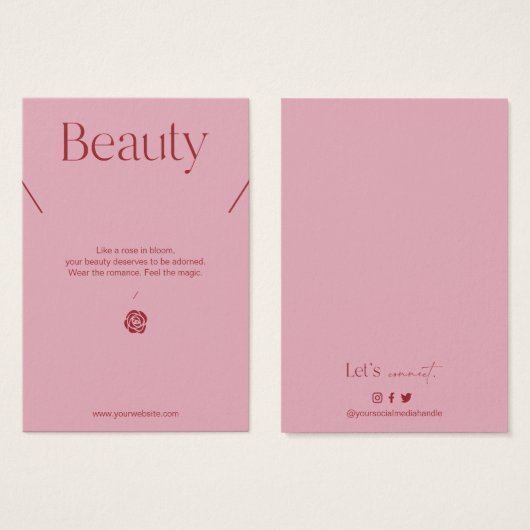 Blush Pink Jewelry Necklace Display Card (正面&裏面)
