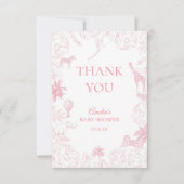 Blush Pink Jungle Safari Animals Baby Shower Thank サンキューカード (正面)