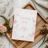 Blush Pink Jungle Safari Animals Baby Shower Thank サンキューカード