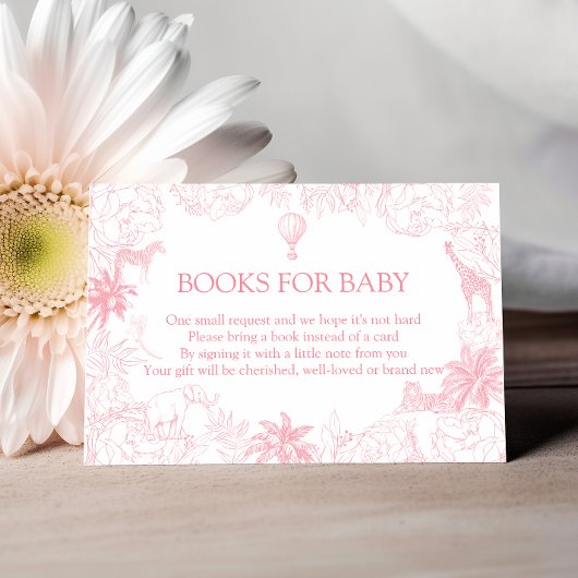 Blush Pink Jungle Safari Animals Books for Baby エンクロージャーカード