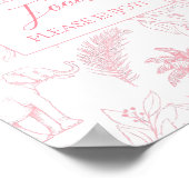 Blush Pink Jungle Safari Baby Shower Food Sign ポスター (角)