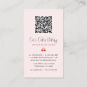 Blush Pink Kitchen Mixer Checkered QR Code Bakery 名刺 (裏面)