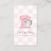 Blush Pink Kitchen Mixer Checkered QR Code Bakery 名刺 (正面)