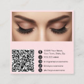 Blush Pink Lashes Makeup Artist Photo QR Code スクエア名刺 (裏面)