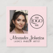 Blush Pink Lashes Makeup Artist Photo QR Code スクエア名刺 (正面)
