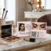 Blush Pink Lashes Makeup Artist Photo QR Code スクエア名刺