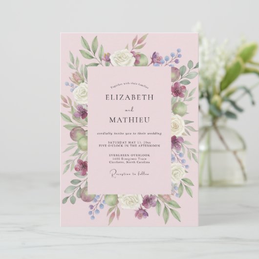 Blush Pink Lavish Spring Wedding 招待状 (スタンド正面)