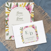 Blush Pink Lily Arched Monogram Wedding Envelope スクエアシール