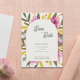 Blush Pink Lily Arched Wedding Save the Date 案内ポストカード