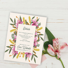 Blush Pink Lily Botanical Wedding Information エンクロージャーカード