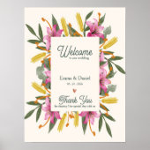 Blush Pink Lily Botanical Wedding Welcome ポスター (正面)