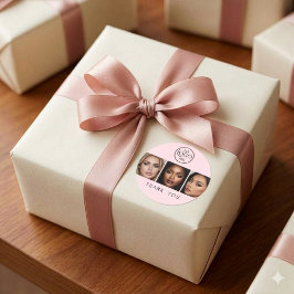 Blush Pink Logo Photo Makeup Thank You ラウンドシール