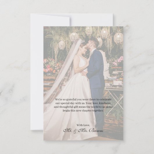 Blush Pink Love & Thanks Three Photo Wedding カード (裏面)