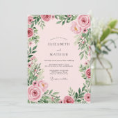 Blush Pink Luminous Botanical Wedding 招待状 (スタンド正面)