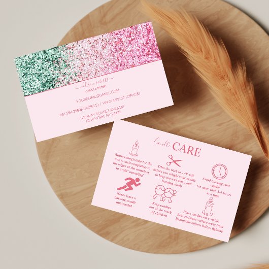 Blush Pink Luxury Aesthetic Candle Care 名刺