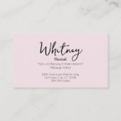 Blush Pink Makeup Artist Photo 名刺 (裏面)