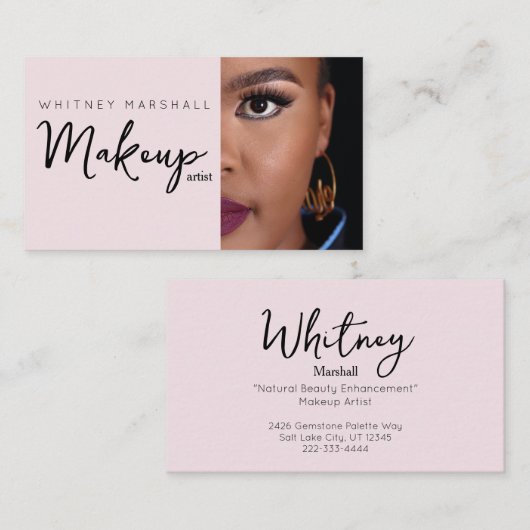 Blush Pink Makeup Artist Photo  名刺 (正面/裏面)