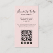 Blush Pink Makeup Artist Qr Code Social Icon 名刺 (裏面)