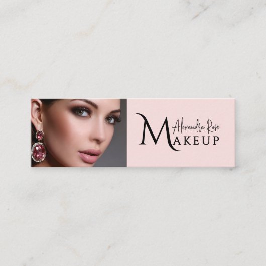 Blush Pink Makeup Artist Qr Code Social Icon Mini スキニー名刺 (正面)