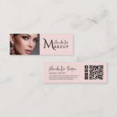 Blush Pink Makeup Artist Qr Code Social Icon Mini スキニー名刺 (正面/裏面)