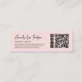 Blush Pink Makeup Artist Qr Code Social Icon Mini スキニー名刺 (裏面)