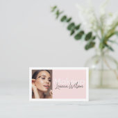  Blush Pink Makeup & Beauty Photo Business Card 名刺 (スタンド正面)