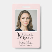 Blush Pink Makeup Script Logo Photo バッジ (正面)
