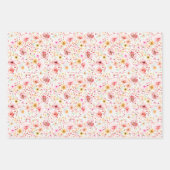 Blush Pink Meadow Wildflowers Boho Elegant ラッピングペーパーシート (正面3)