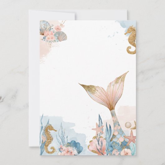 Blush Pink Mermaid Tail Baby Shower 招待状 (裏面)