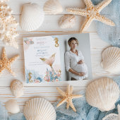 Blush Pink Mermaid Tail Baby Shower 招待状