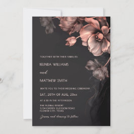 Blush Pink Metallic 3 D Flowers Wedding Invitation 招待状