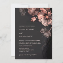 Blush Pink Metallic 3 D Flowers Wedding Invitation